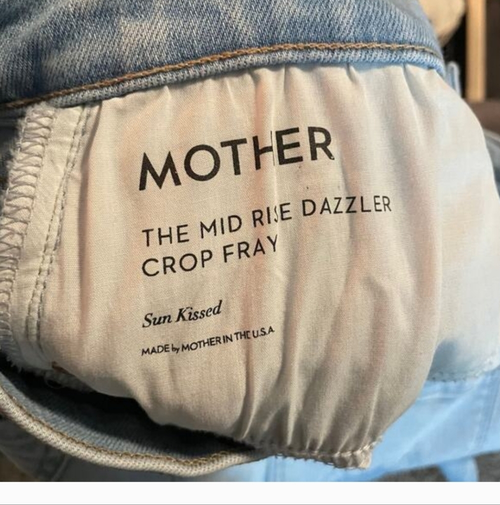 MOTHER The Mid Rise Dazzler Crop Fray in Sun-Kissed Light Wash Denim SZ 34 EUC - Picture 5 of 8